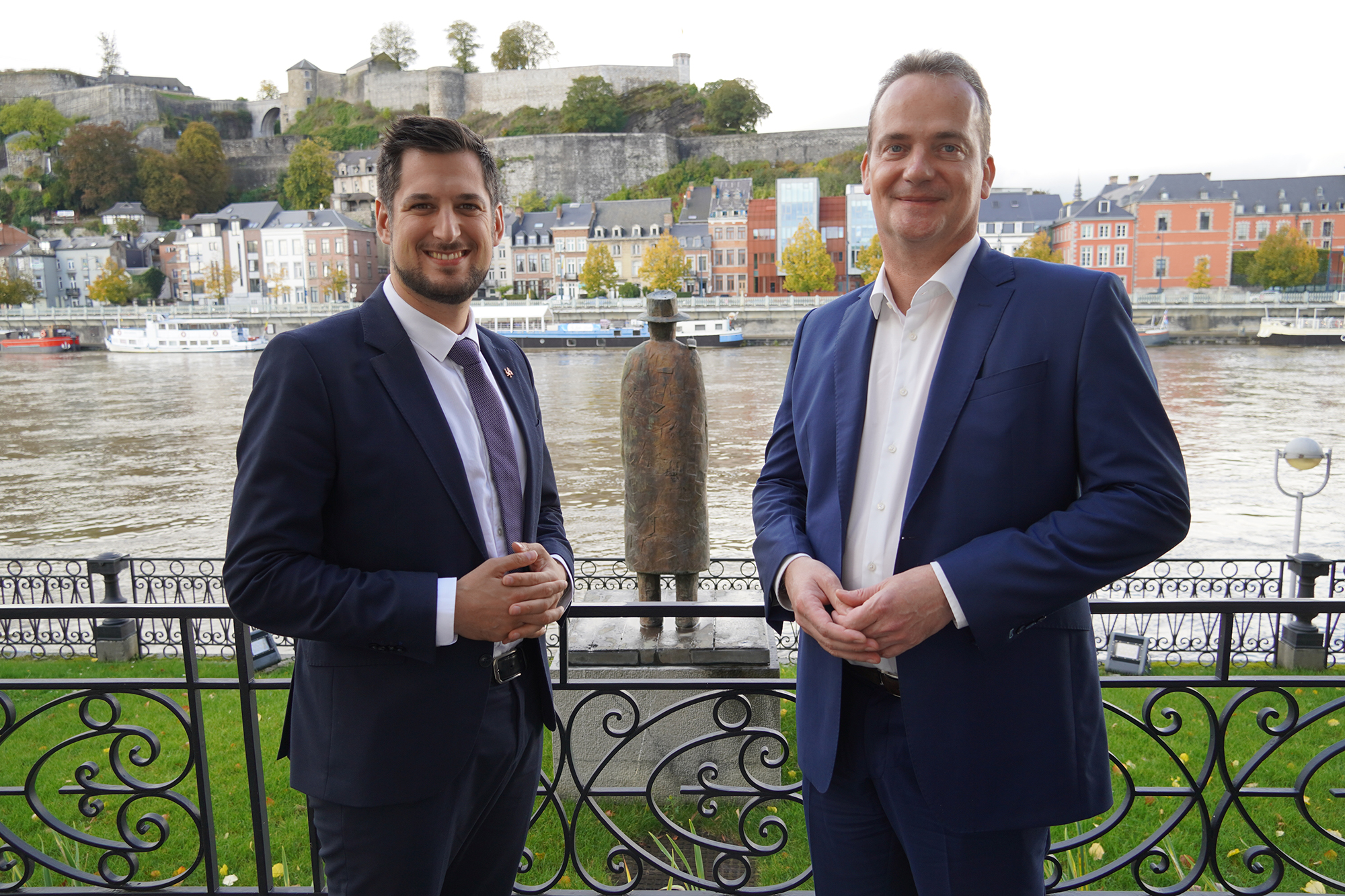 Treffen der Ministerpräsidenten Dolimont (l.) und Paasch (r.) in Namur