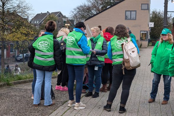 CSC-Mitglieder starten am Bahnhof Eupen zur Demo in Brüssel