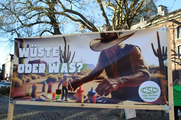 CSC protestiert auf dem Marktplatz in Eupen gegen die "Arizona-Wüste"