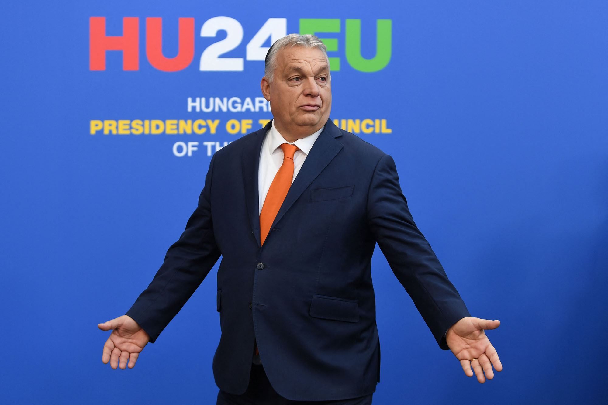 Der ungarische Premier Orban beim EU-Gipfel in Budapest