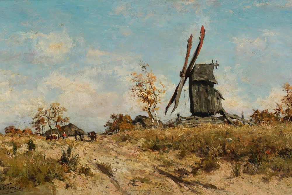 Isidore Verheyden - Landweg mit Mühle bei Knokke