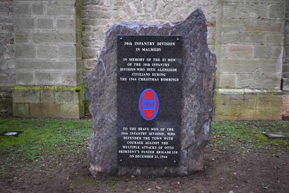 Gedenkstein für die US-Soldaten, die Weihnachten 1944 in Malmedy ums Leben kamen