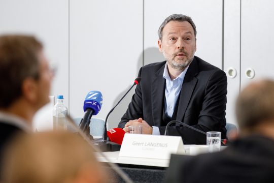 der Gouverneur der Nationalbank, Pierre Wunsch, bei der Vorstellung der jüngsten Wirtschafts-Prognosen