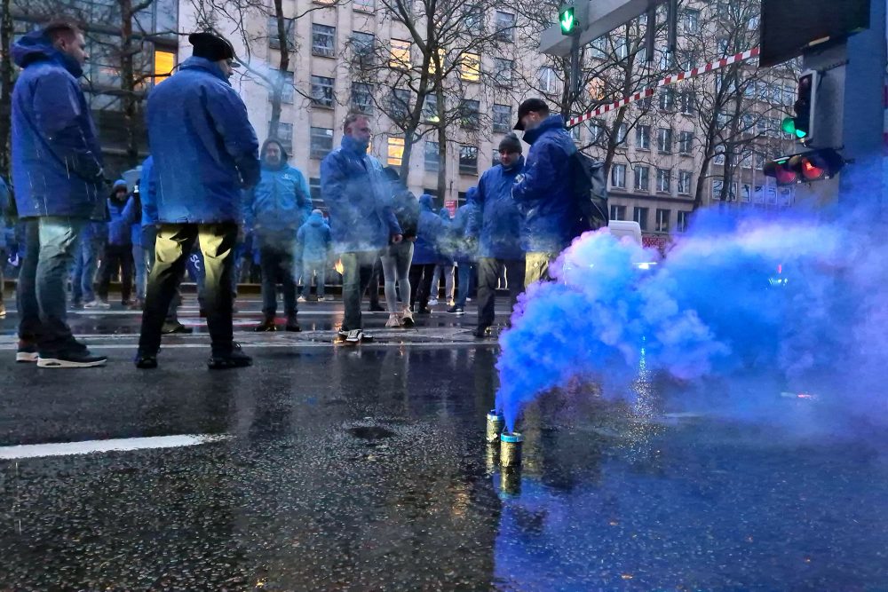 Demonstration der Polizei in Brüssel