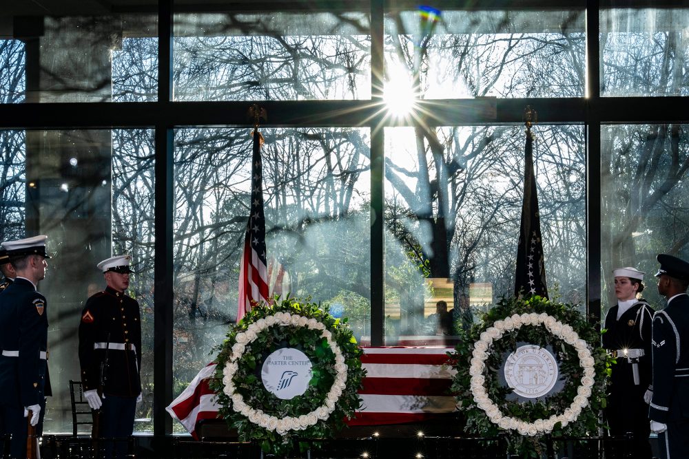 Der Sarg von Jimmy Carter im Carter Presidential Center