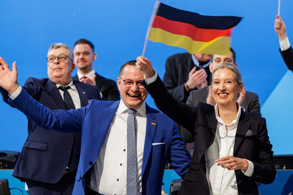 Die beiden Co-Vorsitzenden der AfD, Alice Weidel und Tino Chrupalla, beim Bundesparteitag in Riesa