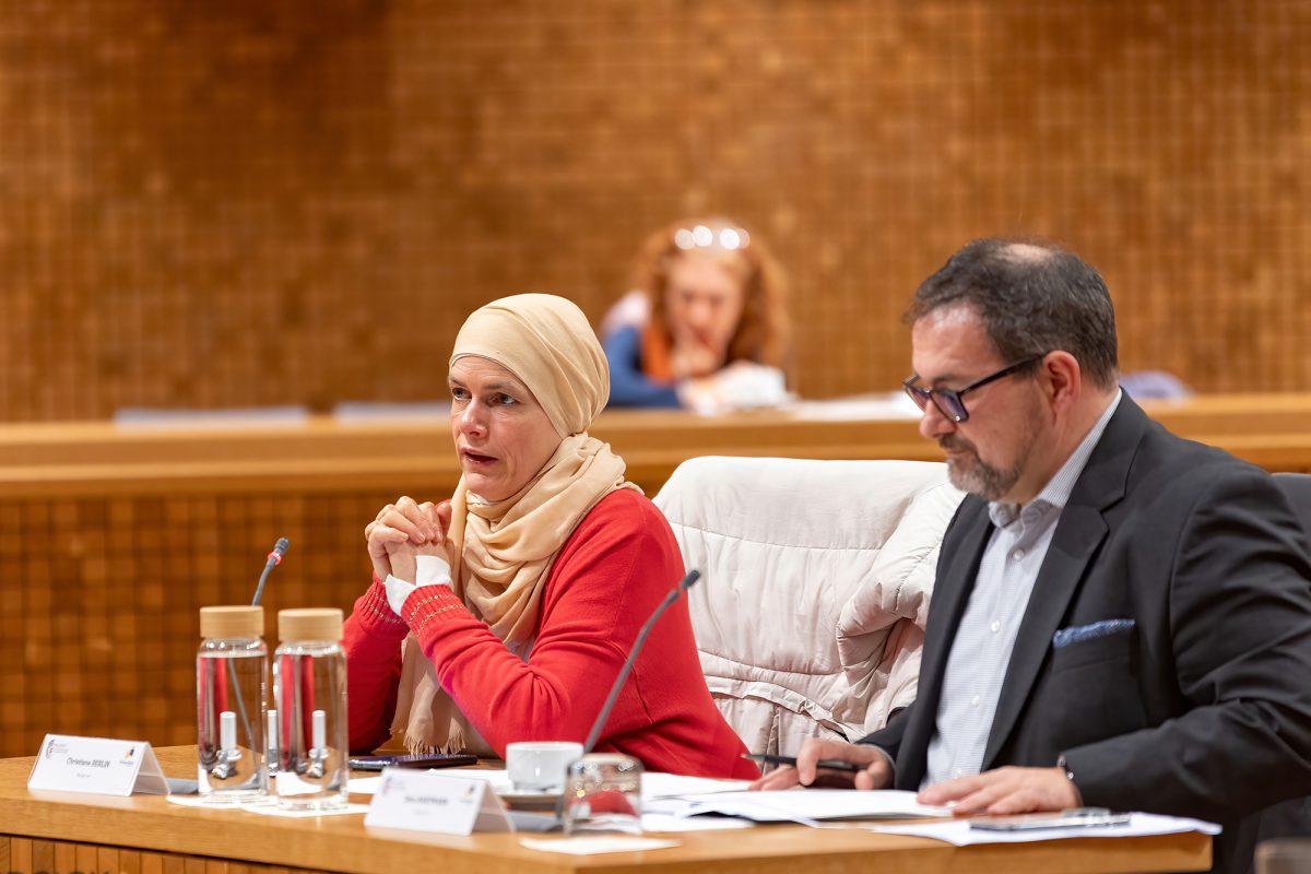 Politiker und Bürger sitzen im Parlament der DG