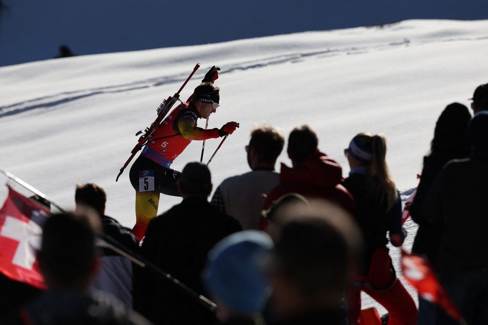 Florent Claude bei der Biathlon-WM in Lenzerheide in Aktion