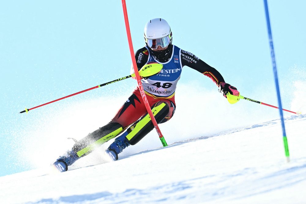 Kim Vanreusel beim Slalom der Ski-WM in Österreich