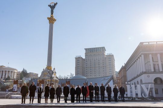 Diverse europäische Spitzenpolitiker haben sich zum dritten Jahrestag des russischen Überfalls auf die Ukraine in der Hauptstadt Kiew versammelt