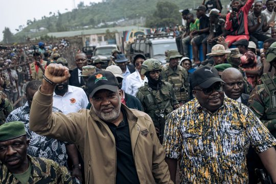 Die Rebellenführer Corneille Nangaa und Bertrand Bisimwa am Donnerstag in Goma