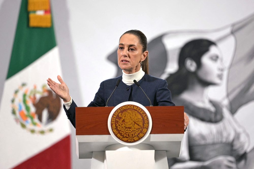 Mexikos Präsidentin Claudia Sheinbaum bei der täglichen Pressekonferenz