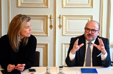 Justizministerin Annelies Verlinden und Innenminister Bernard Quintin bei dem Treffen am Montag