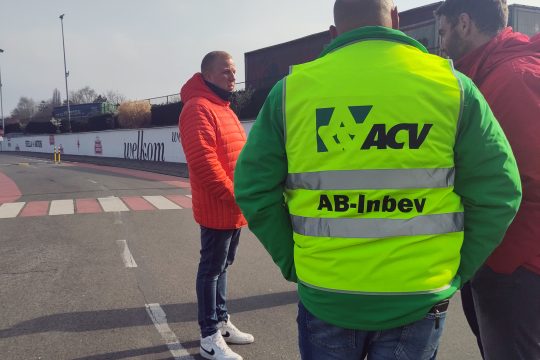 Streikposten bei AB InBev in Leuven