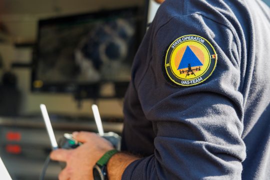 Drohnenteam des Zivilschutzes im Einsatz bei einem Brand im Schloss Moregem