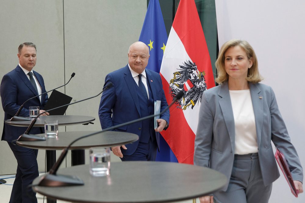 SPÖ-Chef Andreas Babler, ÖVP-Chef Christian Stocker und Neos-Chefin Beate Meinl-Reisinger