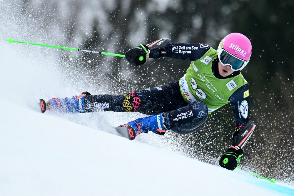 Sam Maes beim Riesenslalom im slowenischen Kransjka Gora