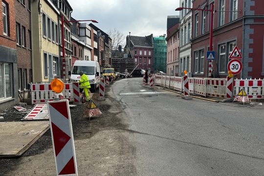 Baustelle im Schilsweg in der Eupener Unterstadt