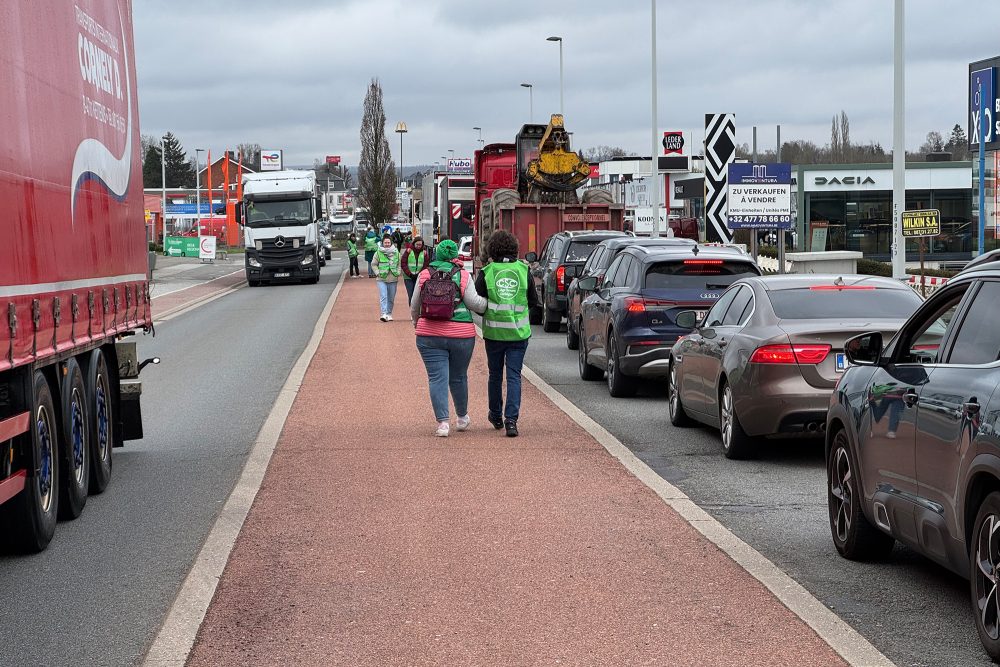Streikposten in der Eupener Industriezone