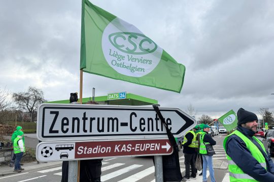 Streikposten in der Eupener Industriezone