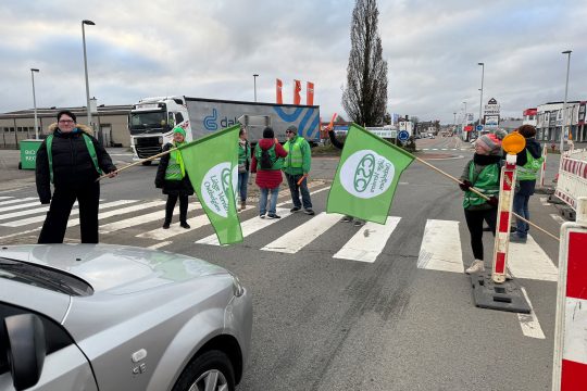 Streikposten an der Herbesthaler Straße in Eupen