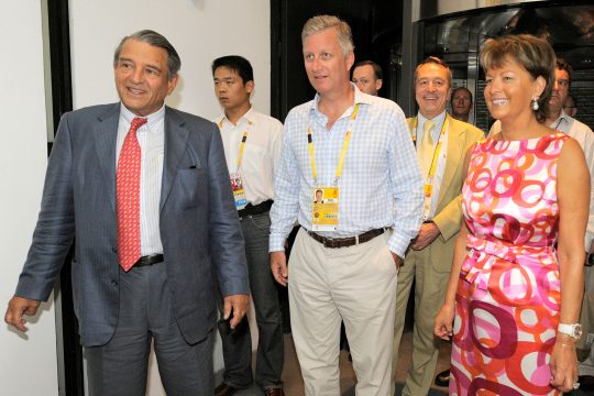 Guy Ullens und seine Frau Myriam am 8.8.2008 mit Prinz Philippe