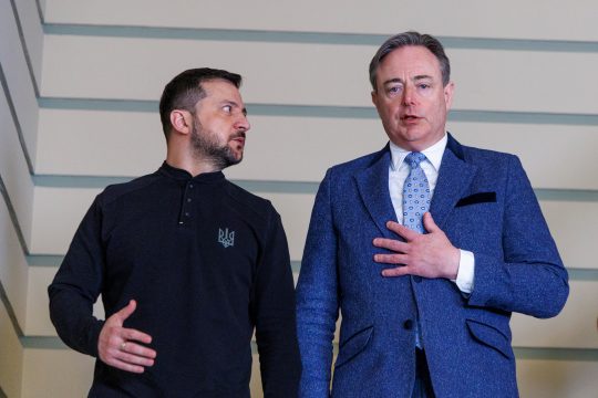 Der ukrainische Präsident Selenskyj und Premierminister De Wever Anfang März in Brüssel