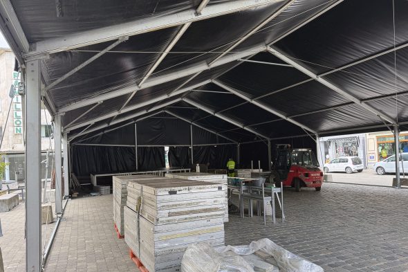 Aufbau für den Eupen Musik Marathon 2025