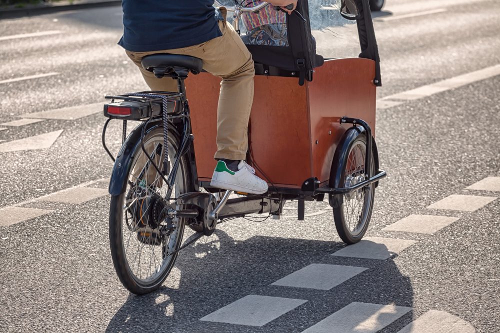 Lastenfahrrad in der Stadt