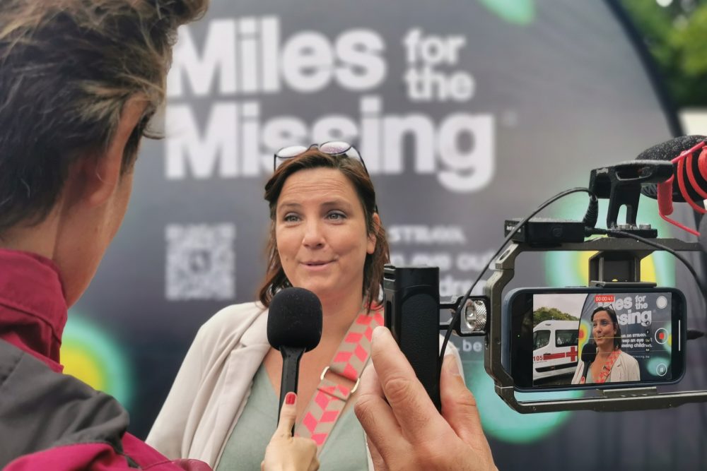 Die Child-Focus-Chefin Nel Broothaerts bei der Vorstellung von "Miles for the Missing" in Brüssel