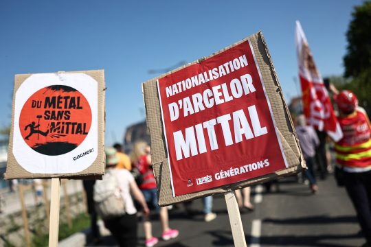Demonstration gegen die Pläne von ArcelorMittal in Dünkirchen am 1.5.