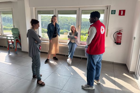 Teambesprechung im Asylbewerber-Empfangszentrum Belle-Vue in Eupen