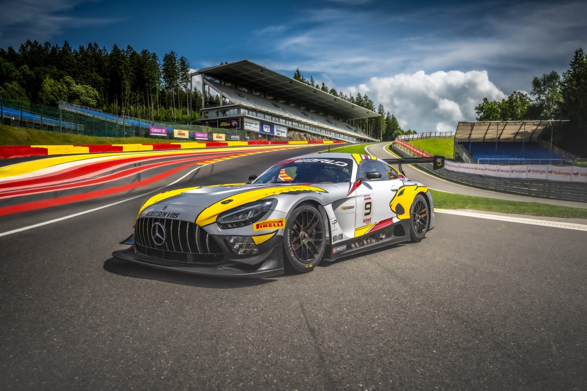 Der Mercedes #9 von Maxime Martin, Maximilian Götz und Mikaël Grenier in den Farben des Sieger-BMW von 2015