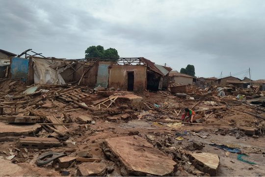 Zerstörte Gebäude in Mokwa