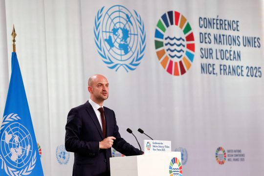 Frankreichs Minister Jean-Noel Barrot bei der UN-Ozeankonferenz in Nizza