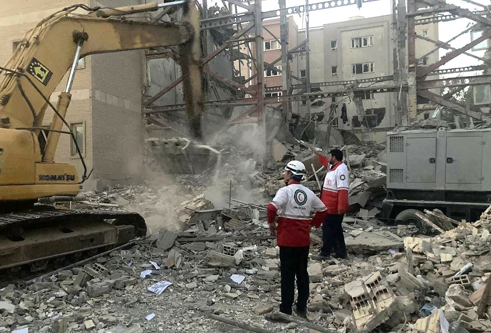 Ein zerstörtes Gebäude in Teheran