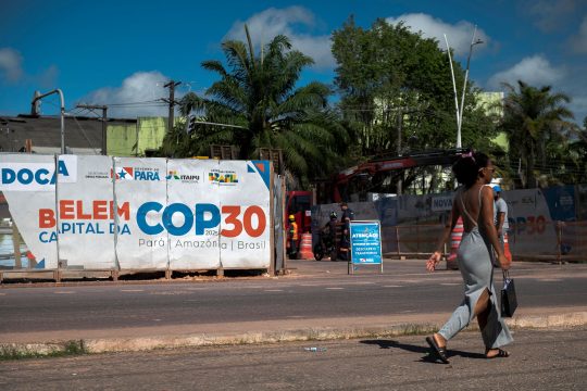 Eine Baustelle in Vorbereitung auf die Cop30 in der brasilianischen Stadt Belém