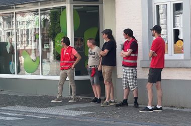 Empfangskomitee der sozialistischen Gewerkschaft für den Premier