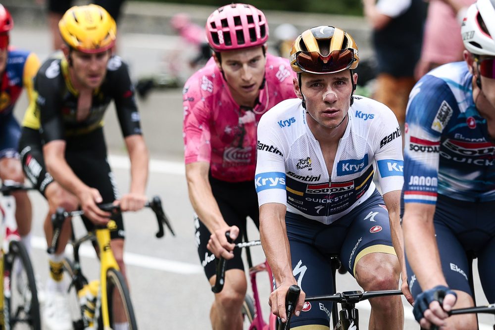 Remco Evenepoel auf den ersten Kilometern der 14. Etappe