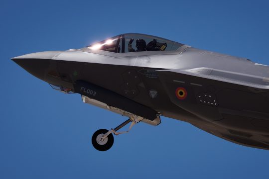 Belgischer F35-Militärjet in Nahaufnahme