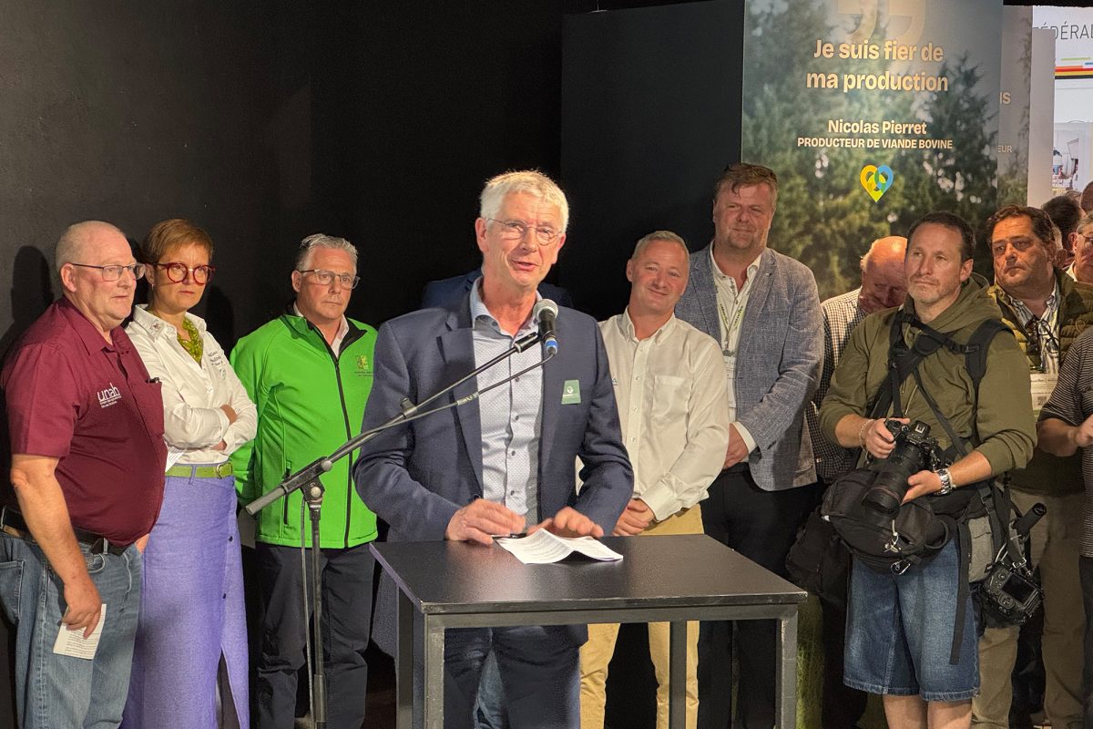 Roger Croé, Präsident des ostbelgischen Bauernbundes, bei der Rede auf der Landwirtschaftsmesse Libramont