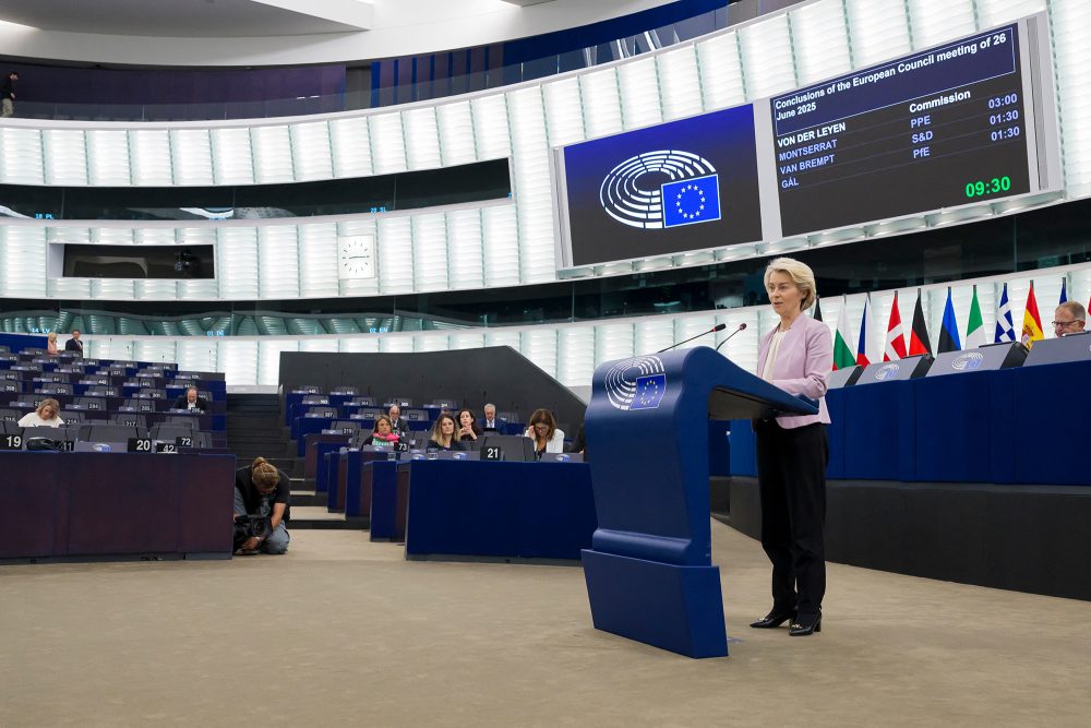 Ursula von der Leyen bei einer Rede vor dem Europaparlament