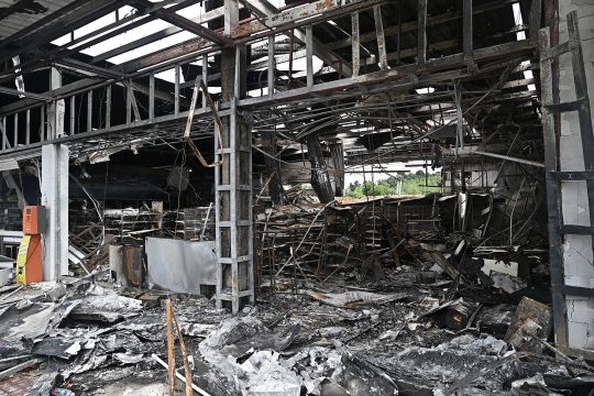 Zerstörter Supermarkt in der thailändischen Provinz Sisaket
