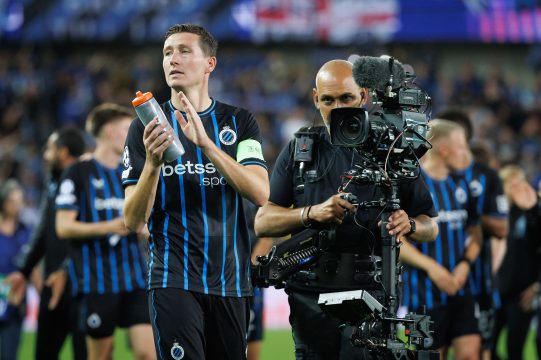 Hans Vanaken von Club Brügge feiert den Sieg gegen die Glasgow Rangers