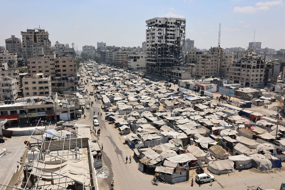 Zelte von geflüchteten Palästinensern in Gaza-Stadt