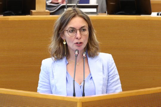 Die wallonische Ministerin Valerie Lescrenier, zuständig für Tourismus, Kulturerbe und Kleinkinderbetreuung