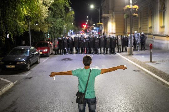 Protest in Valjevo am Samstagabend