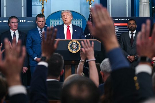US-Präsident Donald Trump bei der Pressekonferenz am Montag