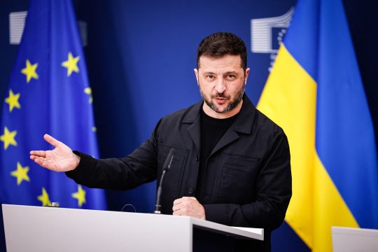 Der ukrainische Präsident Wolodymyr Selensky am Sonntag in Brüssel