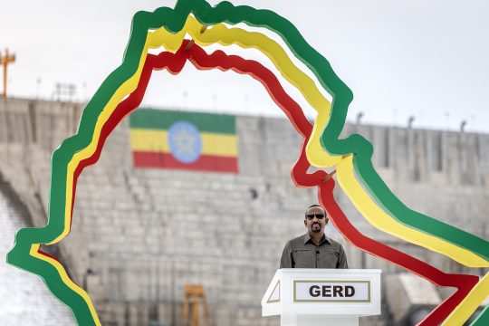 Der äthiopische Ministerpräsident Abiy Ahmed bei der Einweihungszeremonie für den neuen Staudamm